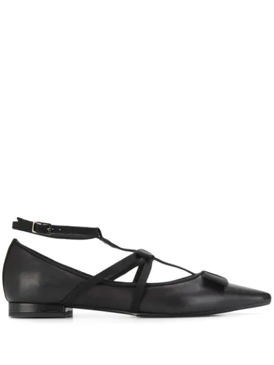 ANNA BAIGUERA STRAPPY BALLERINA FLATS - 黑色