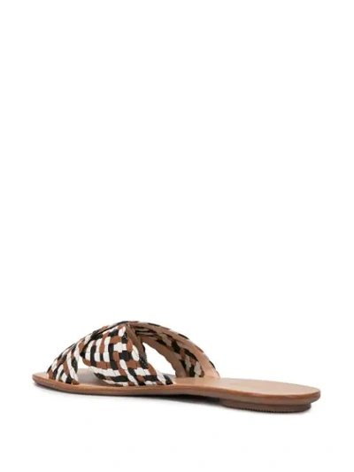 Shop Loeffler Randall Woven Flat Sandals In Brown