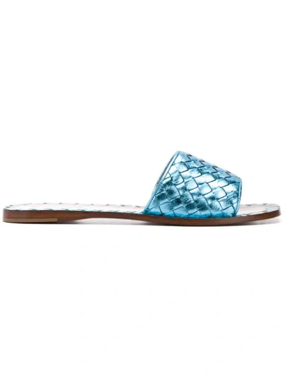 Shop Bottega Veneta Ravello Intrecciato Sandals In Blue