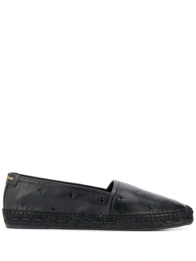 Shop Saint Laurent Embossed Stars Espadrilles In Black