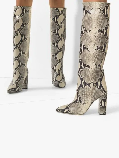 Shop Paris Texas 100mm Snake-effect Boots In Neutrals