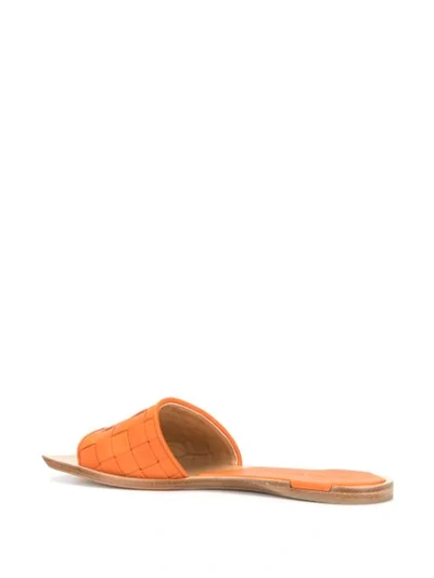 Shop Bottega Veneta Squared Toe Flat Sandals In Orange