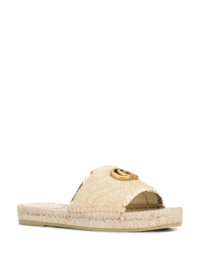 Shop Gucci Gg Snakeskin Trimmed Espadrilles In Neutrals