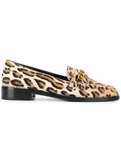 Shop Versace Medusa Leopard Loafers - Neutrals