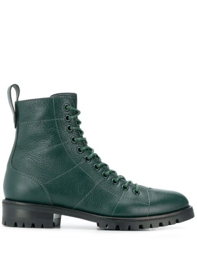 Shop Jimmy Choo Cruz Flat Combat Boots In Green