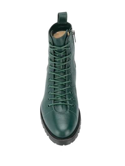 Shop Jimmy Choo Cruz Flat Combat Boots In Green