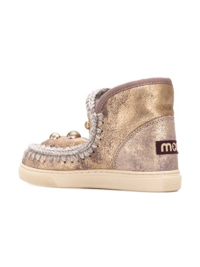 Shop Mou Mini Eskimo Sneaker Boots - Gold