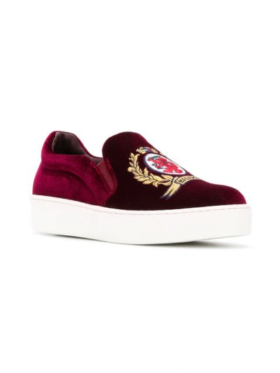Shop Tommy Hilfiger Hilfiger Collection Embroidered Logo Crest Sneakers In Red