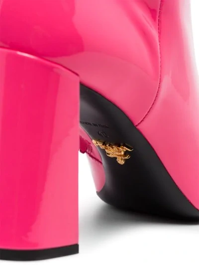 Shop Prada Knee-high Mid-heel Boots In Pink