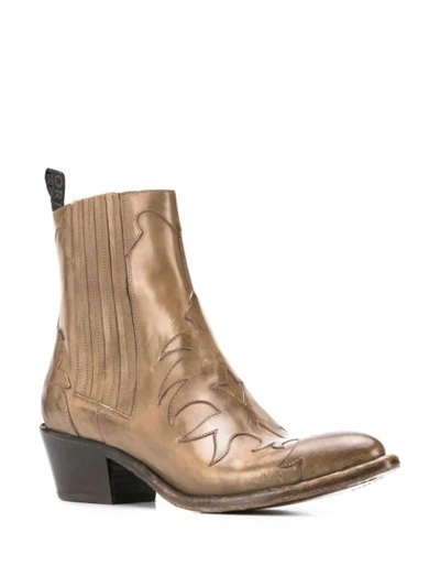 Shop Sartore Western Appliqué Boots In Brown