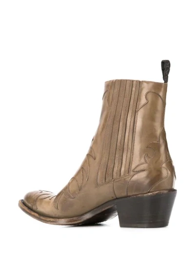 Shop Sartore Western Appliqué Boots In Brown