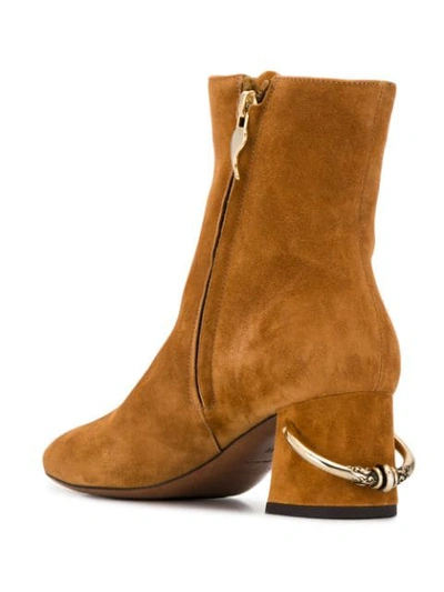 Shop L'autre Chose Metallic Ring Ankle Boots In Brown