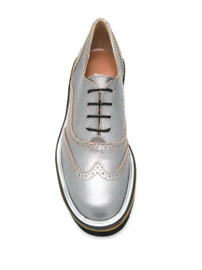 Shop Pollini Studded Brogues In Silver