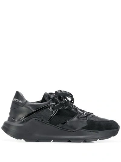Shop Leather Crown Panelled Leather Sneakers In Black