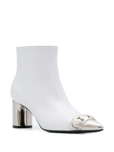 Shop Casadei Metallic Heel Ankle Boots In White