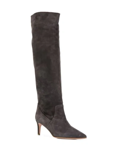 Shop Red Valentino Knee-high Pointed Boots In Grey