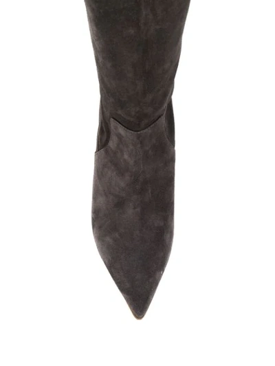 Shop Red Valentino Knee-high Pointed Boots In Grey