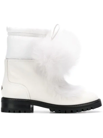 Shop Jimmy Choo Glacie Flat Ankle Boots In White