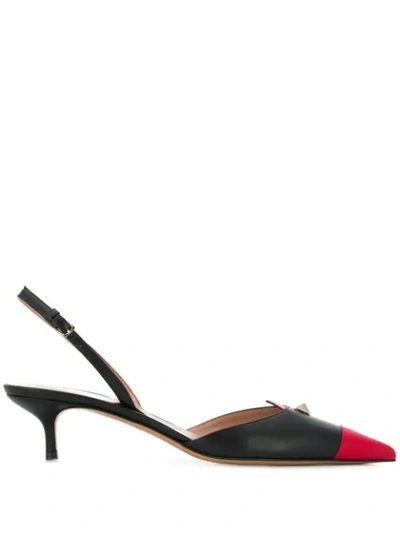 Shop Valentino Rockstud Slingback Pumps In Black