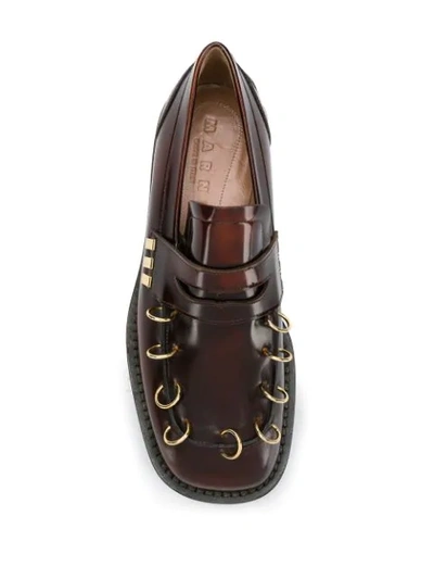 Shop Marni Heeled Loafers In Brown