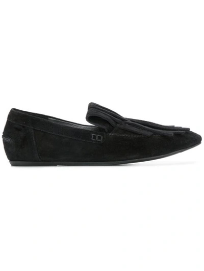 Shop Lanvin Fringe Loafers In Black