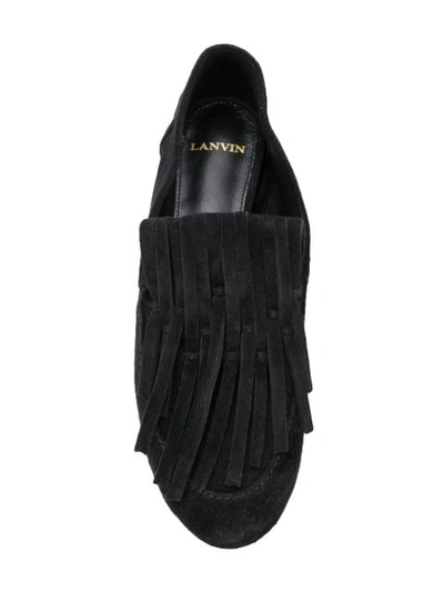 Shop Lanvin Fringe Loafers In Black