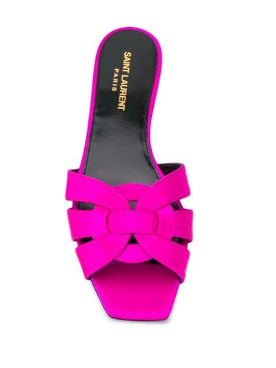 Shop Saint Laurent Tribute Open-toe Flat Mules In Purple