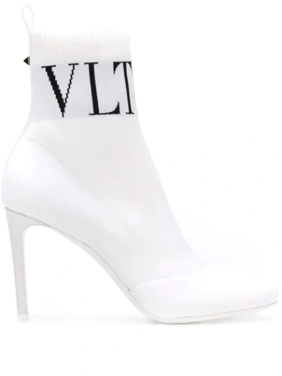 Shop Valentino Vltn Sock-boots In White