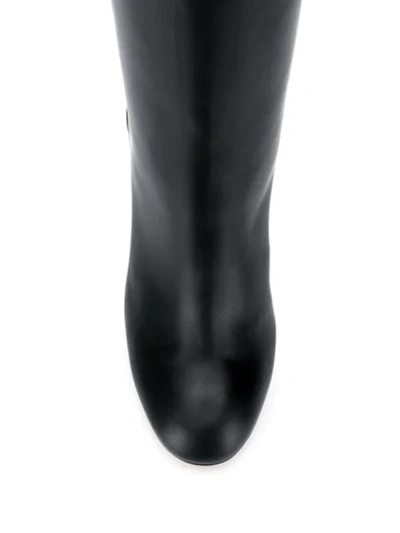 Aquazzura Women's Eaton Knee-high Croc-embossed Leather & Suede Boots In Black