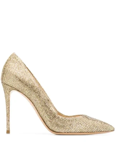 Shop Casadei Sequined Blade Pumps In Gold