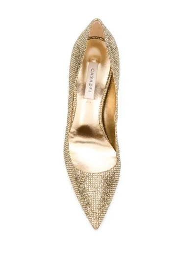 Shop Casadei Sequined Blade Pumps In Gold