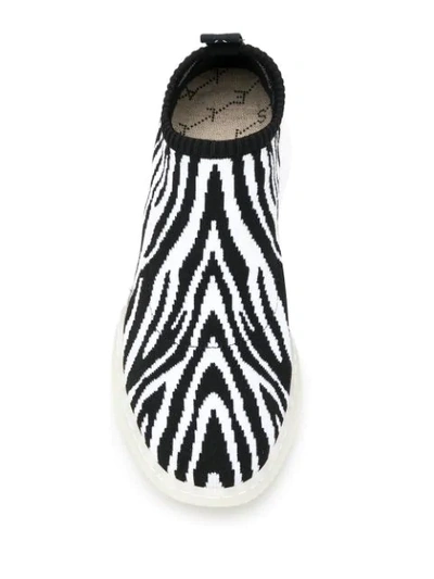 Shop Stella Mccartney Loop Zebra Print Low-top Sneakers In Black