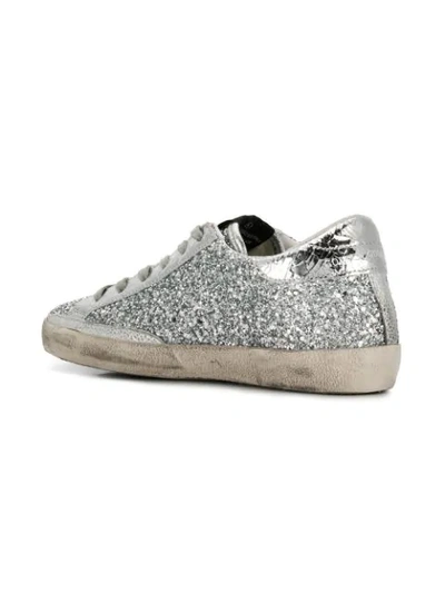 Shop Golden Goose Superstar Glittered Sneakers In Silver