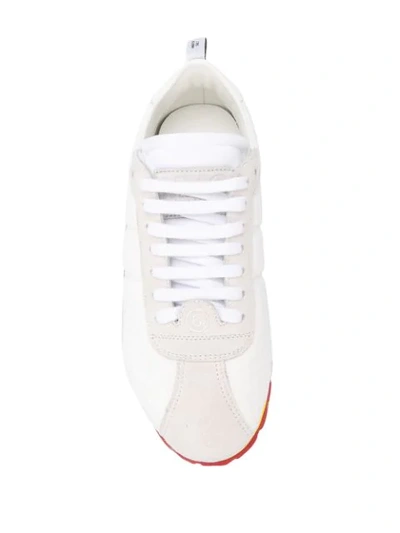 Shop Mm6 Maison Margiela Panelled Lace-up Sneakers In White