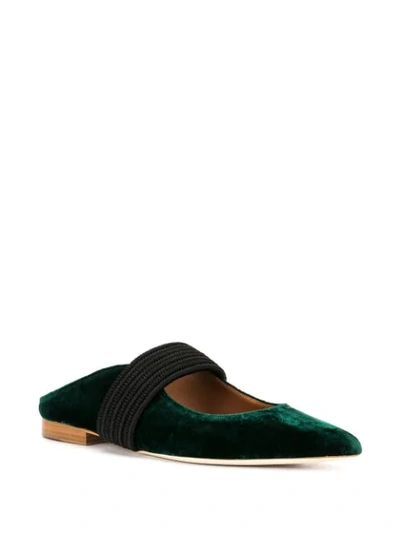 Shop Malone Souliers Deep Green Velvet Ballerina Mules