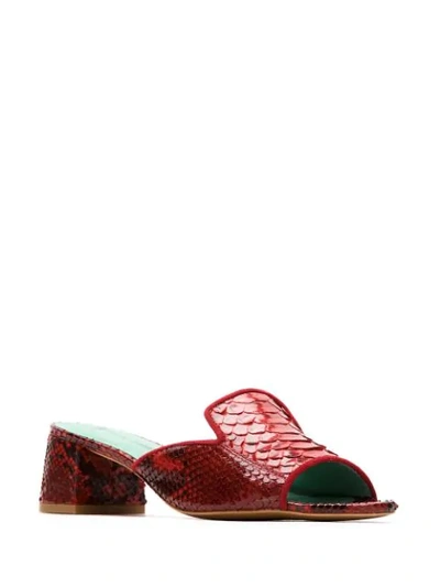 Blue Bird Shoes Python Mules In Red