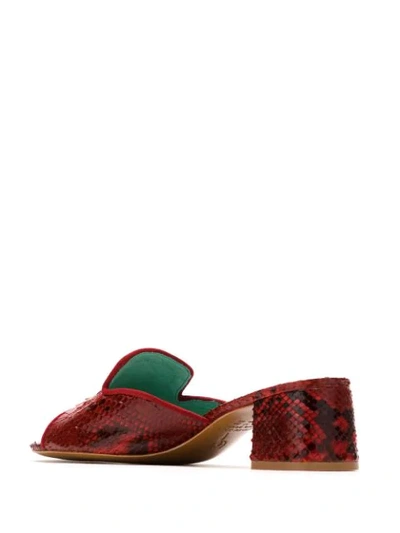 Blue Bird Shoes Python Mules In Red