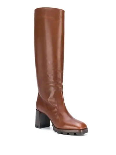 Shop Prada Knee-high Boots In Brown
