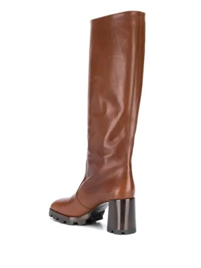 Shop Prada Knee-high Boots In Brown