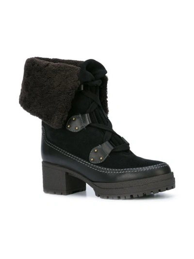 Shop See By Chloé Shearling Lined Boots - Black