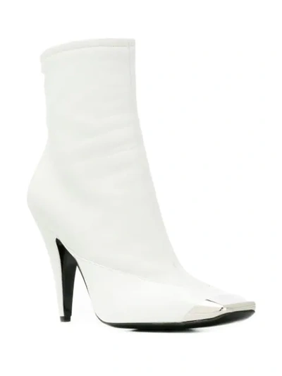Shop Emilio Pucci Square Toe Ankle Boots In White