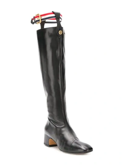 Shop Thom Browne Rwb Suspender-style 55mm Knee-high Boots In Black