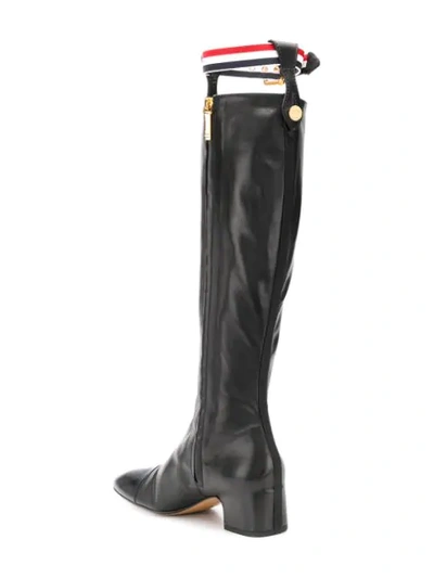 Shop Thom Browne Rwb Suspender-style 55mm Knee-high Boots In Black