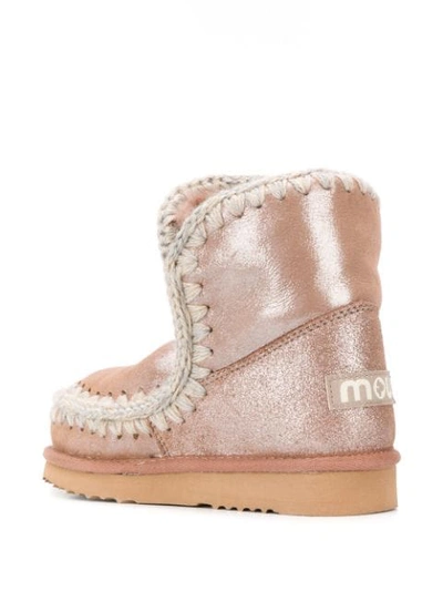 Shop Mou Woven Detail Boots In Pink