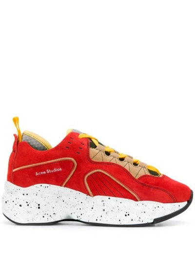 Shop Acne Studios Manhattan Contrast Lace-up Sneakers In As8-orange/beige