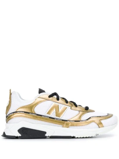 Shop New Balance Gold-tone Detail Sneakers In Synthetic Leather/mesh White/gold