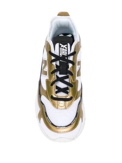 Shop New Balance Gold-tone Detail Sneakers In Synthetic Leather/mesh White/gold