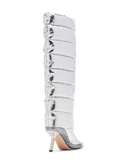 Shop Alchimia Di Ballin Silver Metallic Lycos Puffer 80 Over The Knee Boots
