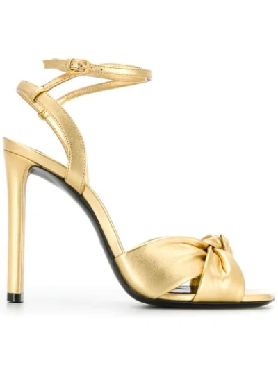 Shop Saint Laurent Slingback Sandals In Metallic