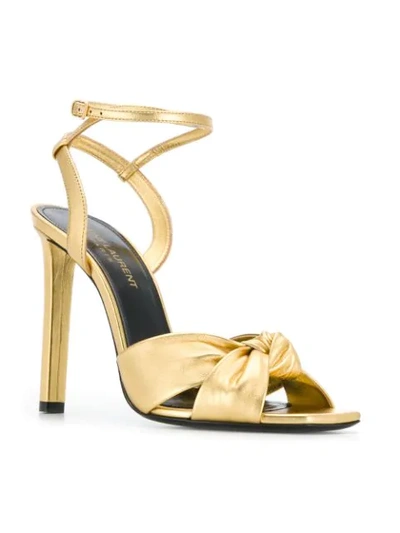 Shop Saint Laurent Slingback Sandals In Metallic